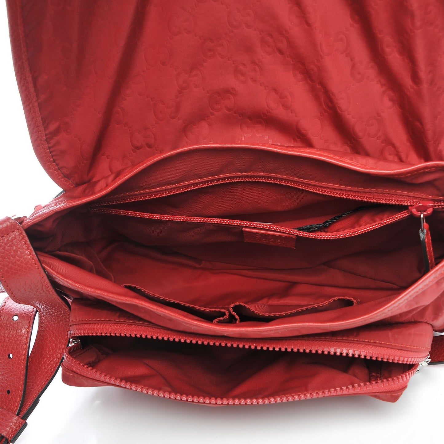 Nylon Monogram Double Buckle Flap Messenger Bag Vibrant Red