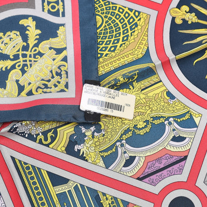 Hermes Silk Flanerie A Versailles Scarf 90 Ardoise Rouge Jaune 5 of 8