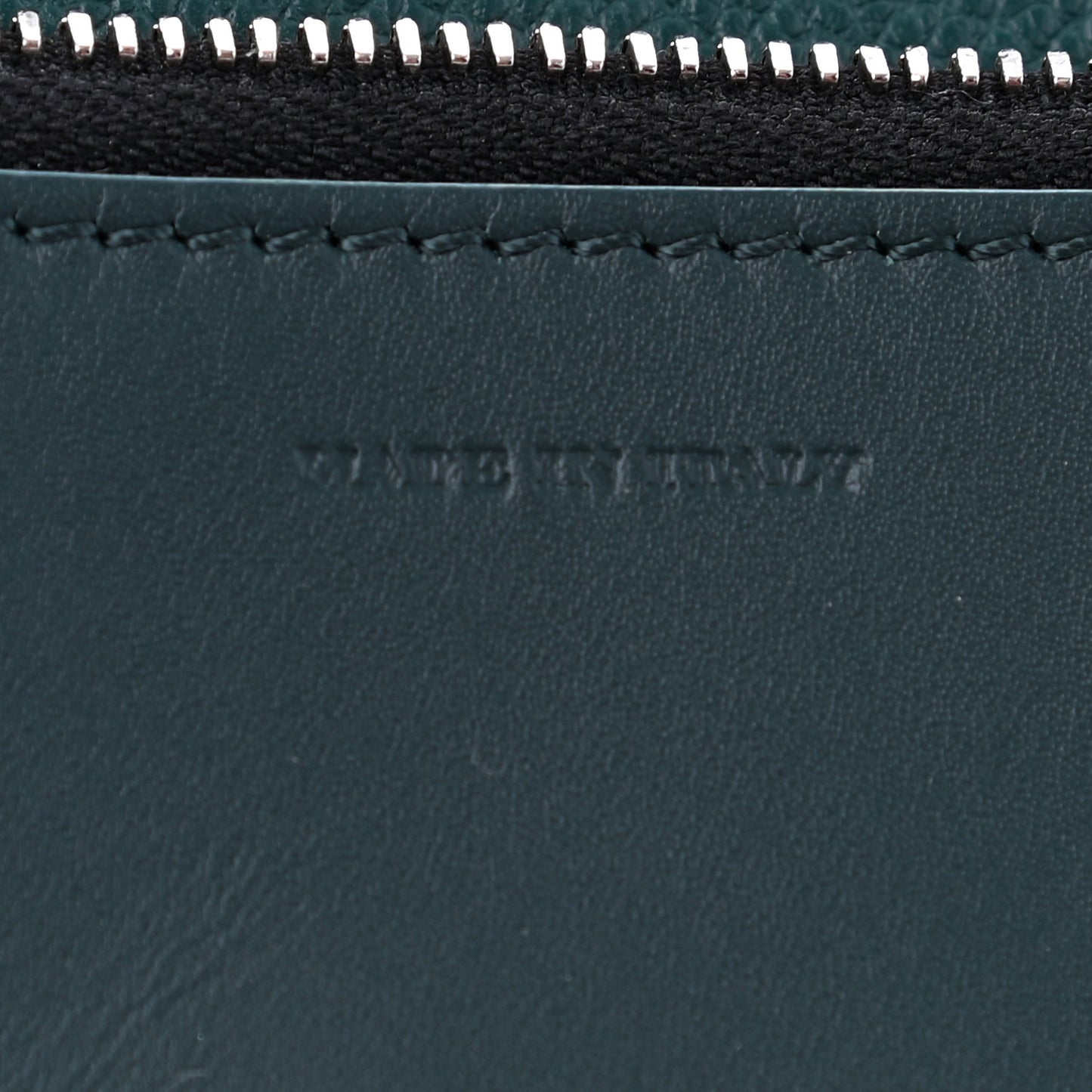Grainy Calfskin Zip Pouch Clutch Dark Cyan