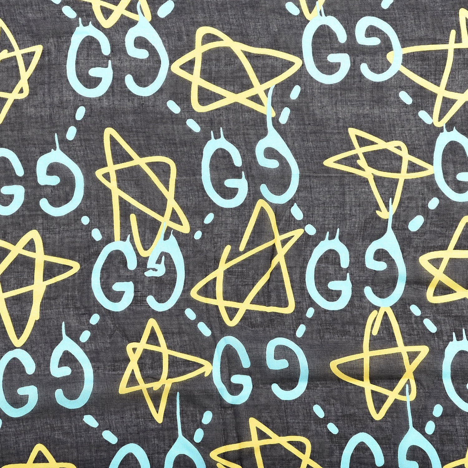 Gucci Modal Silk GucciGhost Print Shawl Black Multicolor 3 of 5