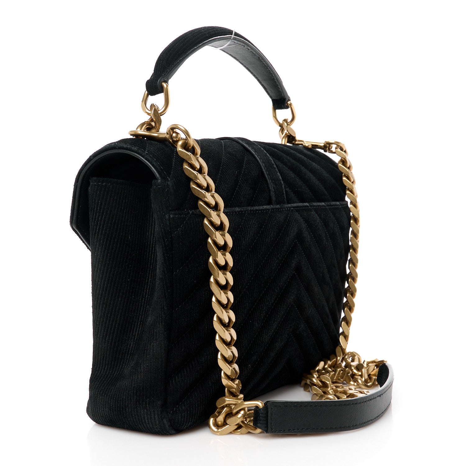 Saint Laurent Suede Matelasse Chevron Monogram Medium College Bag Black 3 of 11