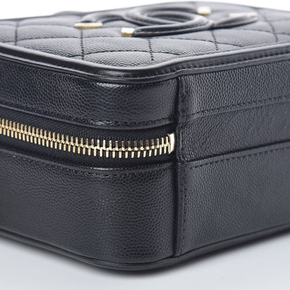 Chanel Caviar Quilted Small CC Filigree Vanity Case Black 9 of 10