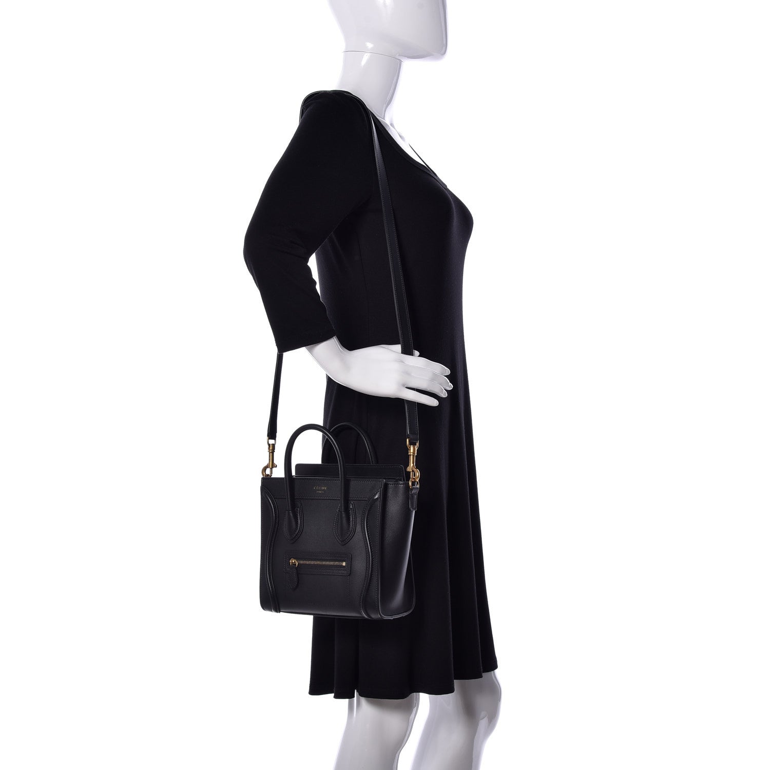 Celine Smooth Calfskin Nano Luggage Black 2 of 9