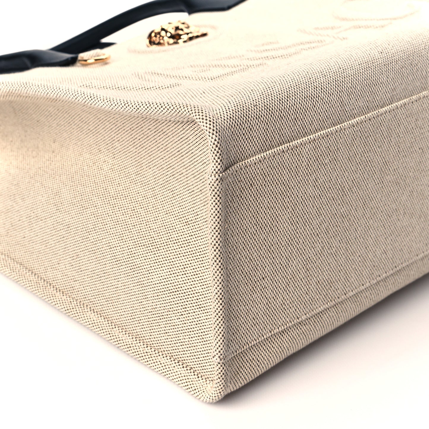 Canvas Calfskin La Medusa Tote Bag Beige