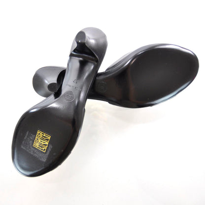 Chanel Leather CC Pearl Bow Heels 37 Black 4 of 6
