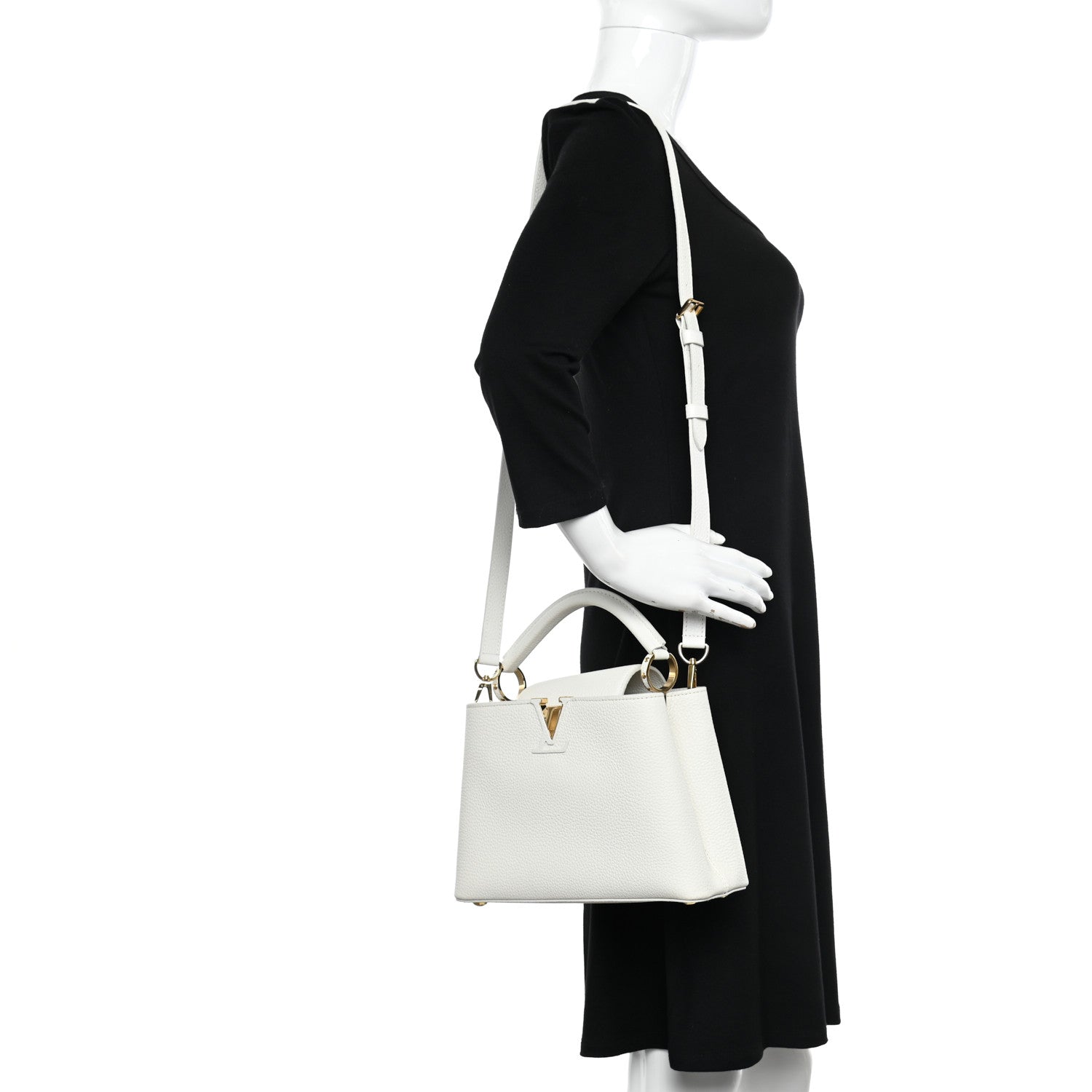 Louis Vuitton Taurillon Capucines BB Snow 2 of 10