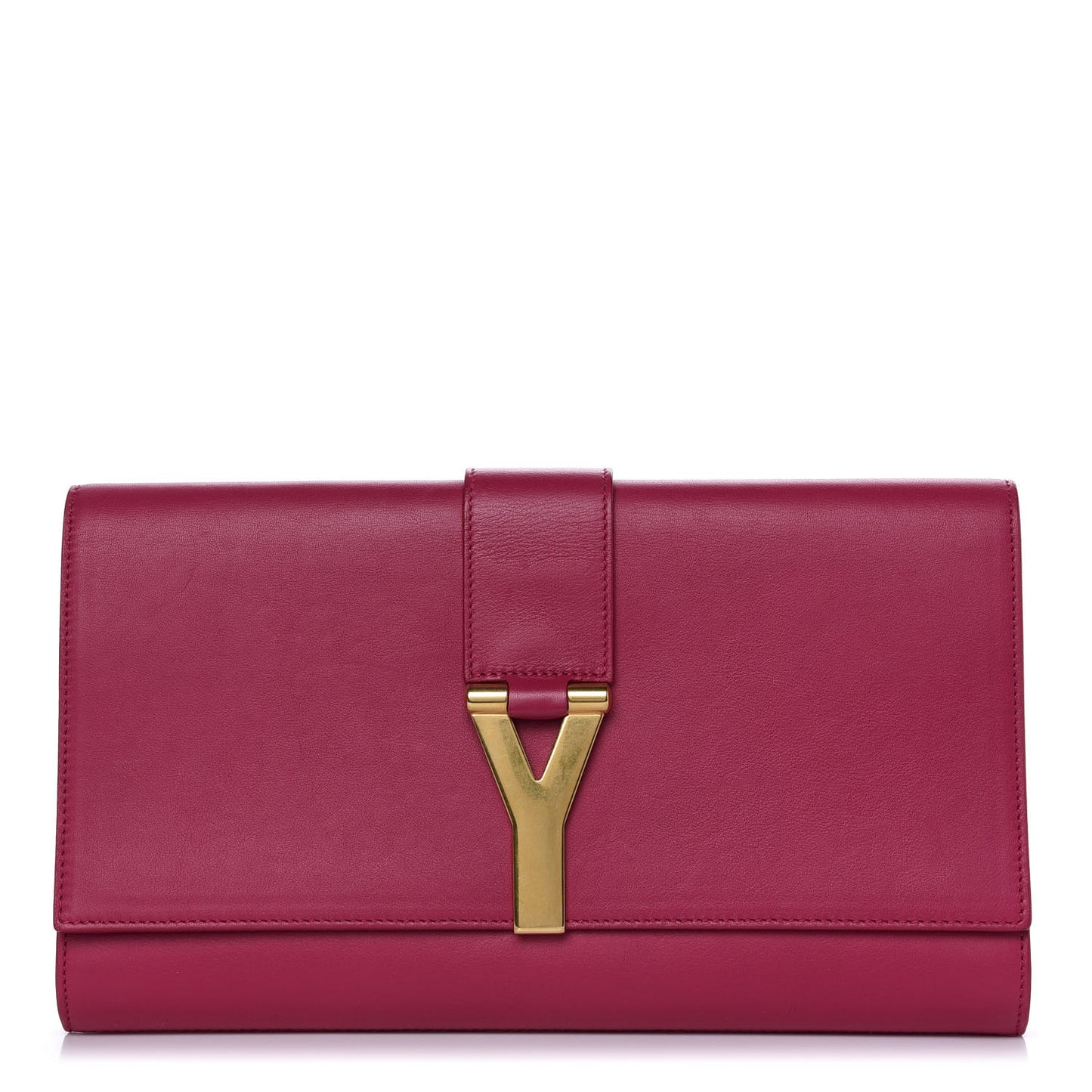Calfskin Classic Y Ligne Clutch Fuchsia