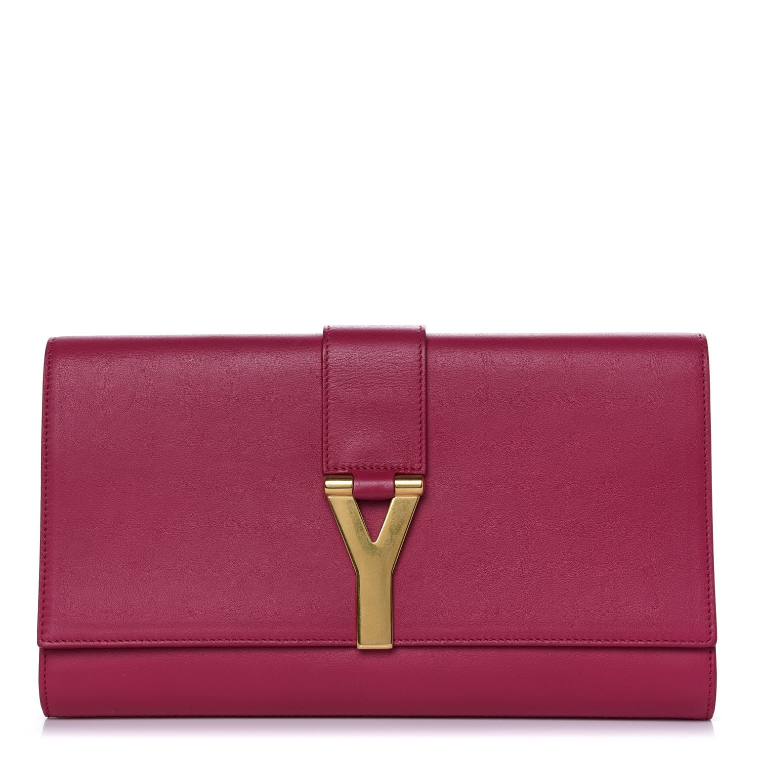 Saint Laurent Calfskin Classic Y Ligne Clutch Fuchsia 1 of 9