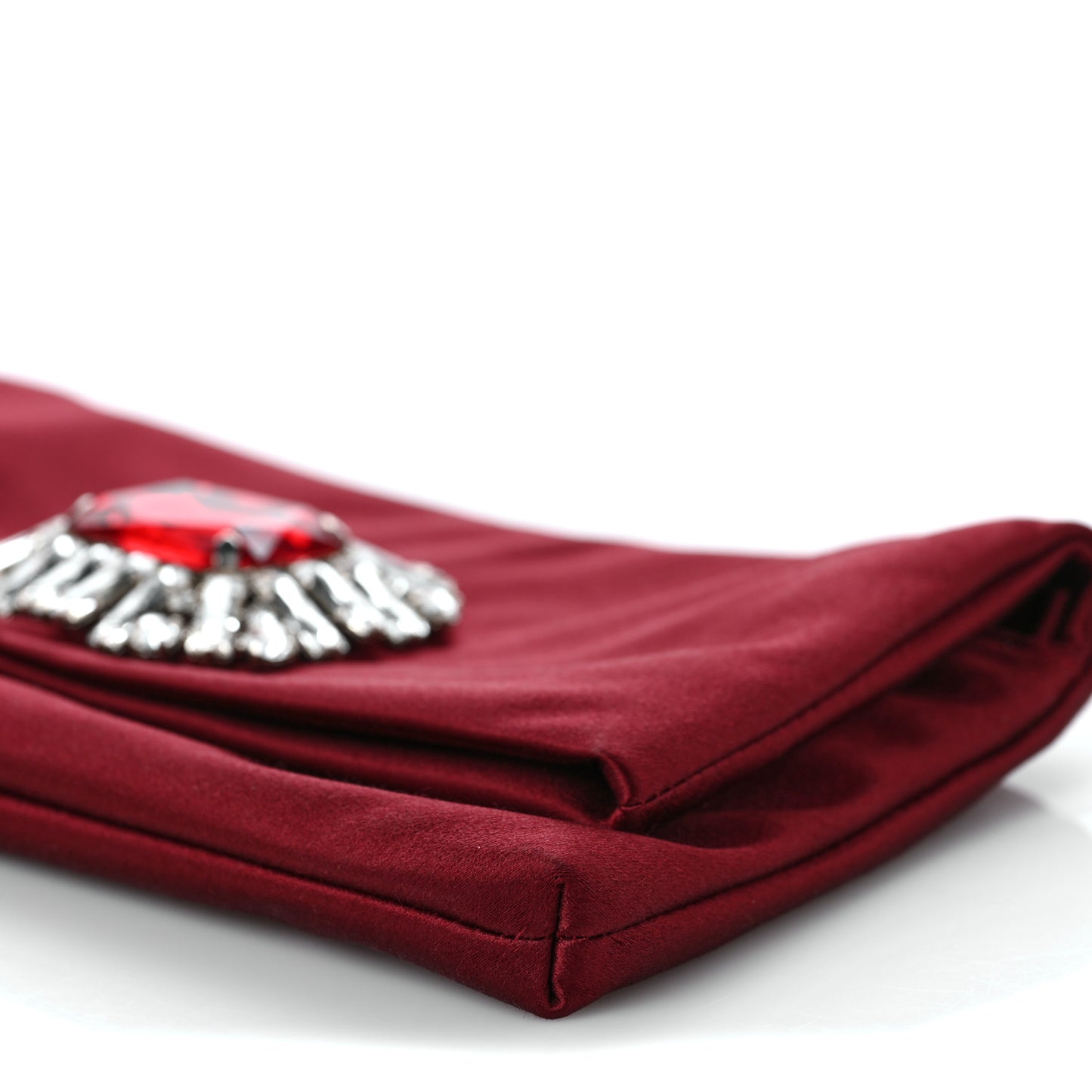 Satin Crystal Titania Clutch Red