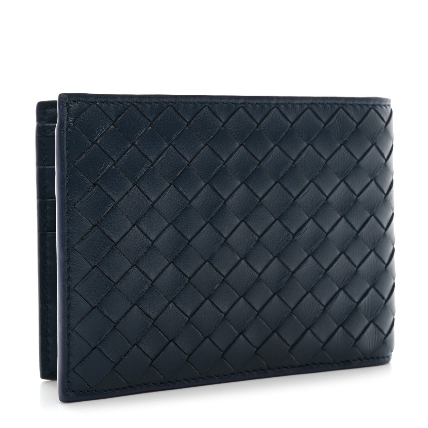 Nappa Intrecciato Bi-Fold Wallet Denim