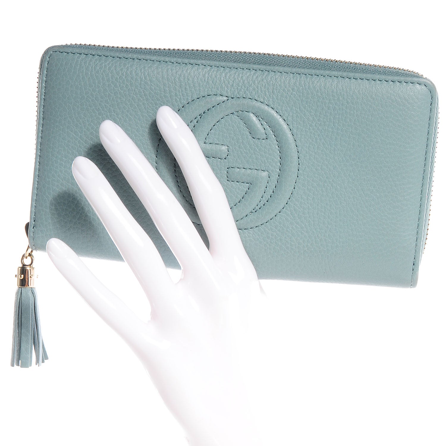Gucci Leather Soho Zip Around Wallet Light Blue 2 of 7