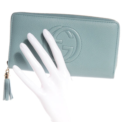 Gucci Leather Soho Zip Around Wallet Light Blue 2 of 7