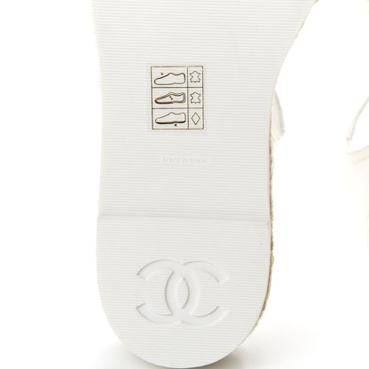 Chanel Lambskin Cap Toe CC Espadrille Sandals 35 Black White 8 of 10