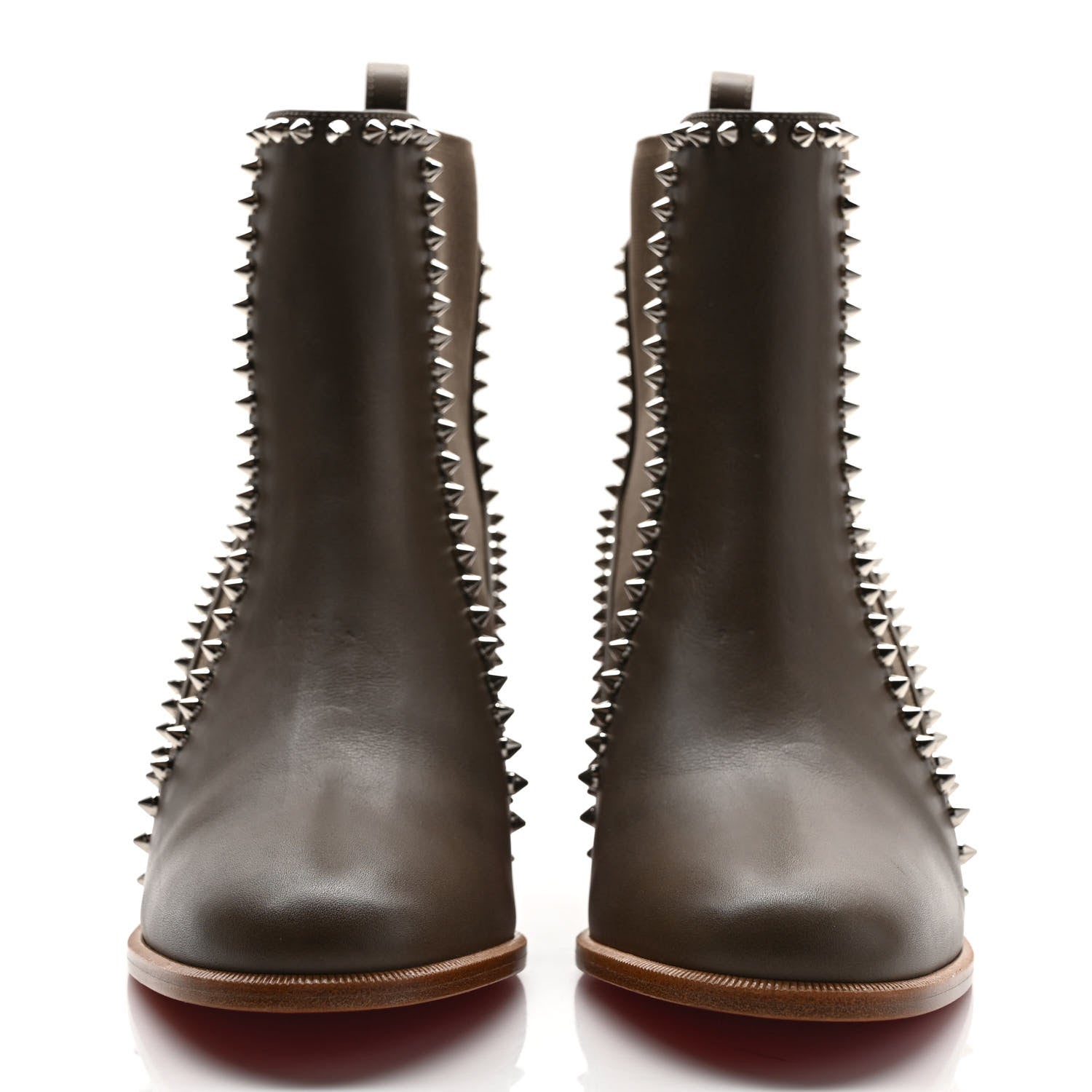 Christian Louboutin Calfskin Spikes Chelsea Outline Boots 37.5 Silex Grey 2 of 7