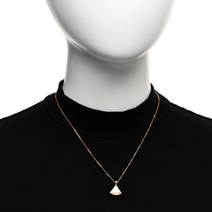 Bulgari 18K Rose Gold Diamond Mother of Pearl Divas' Dream Pave Pendant Necklace 2 of 5