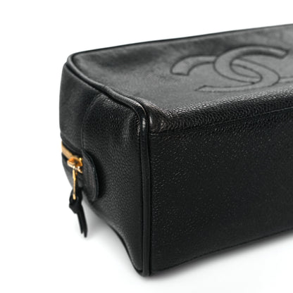Chanel Caviar Timeless CC Cosmetic Pouch Bag Black 8 of 9