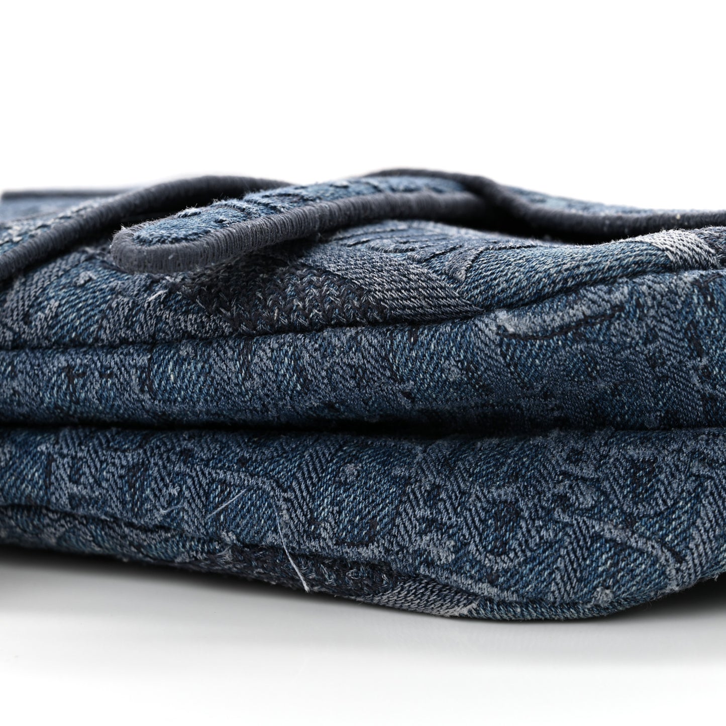 Oblique Embroidered Saddle Bag Denim Blue