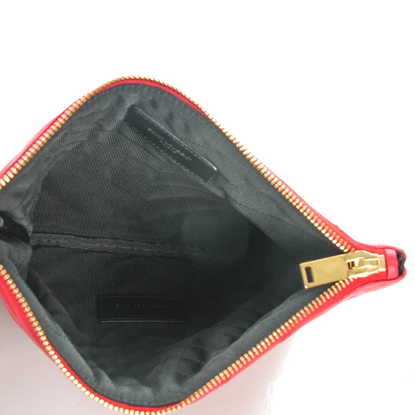 Calfskin Matelasse Chevron Monogram A5 Wristlet Red