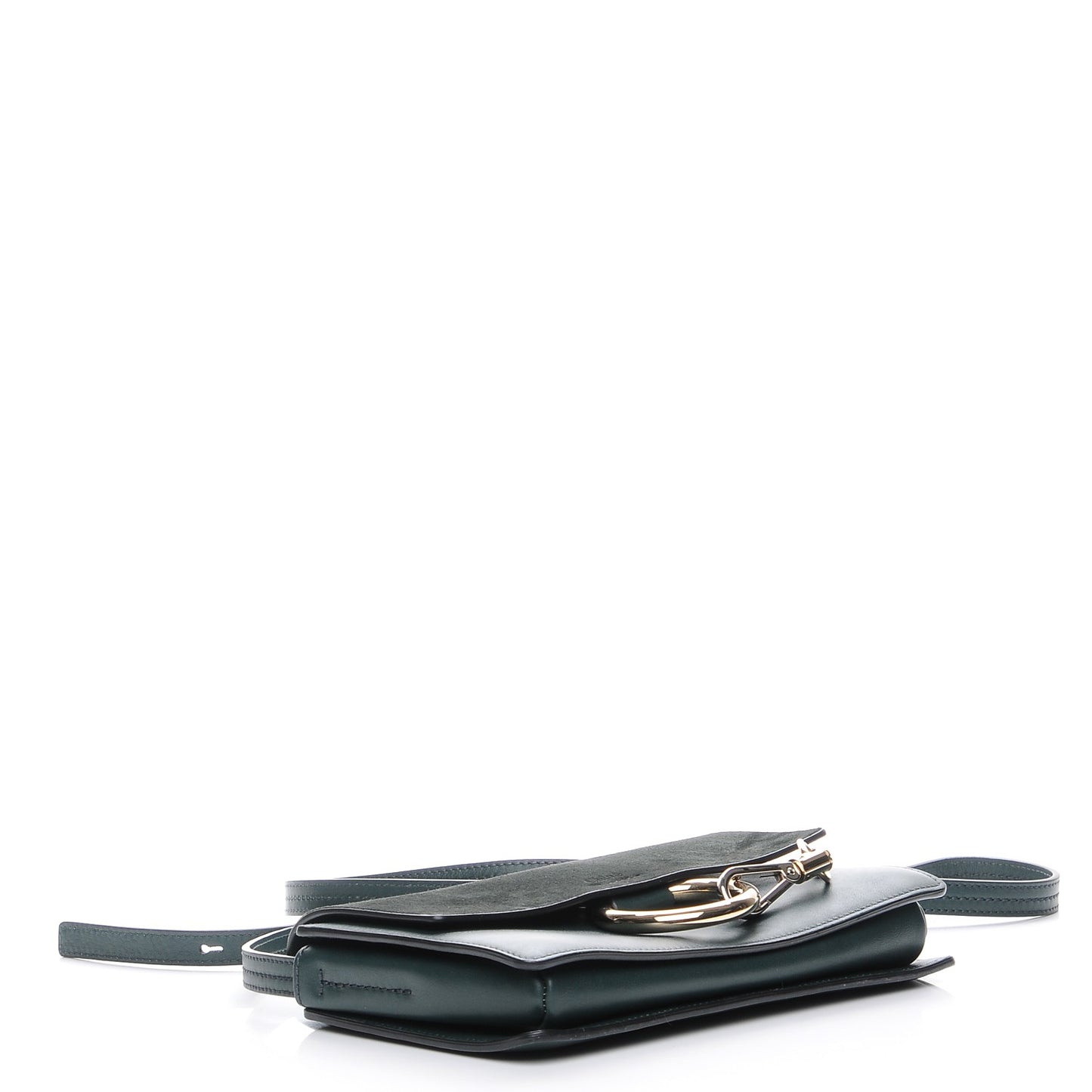 Suede Calfskin Small Faye Shoulder Bag Forest Green