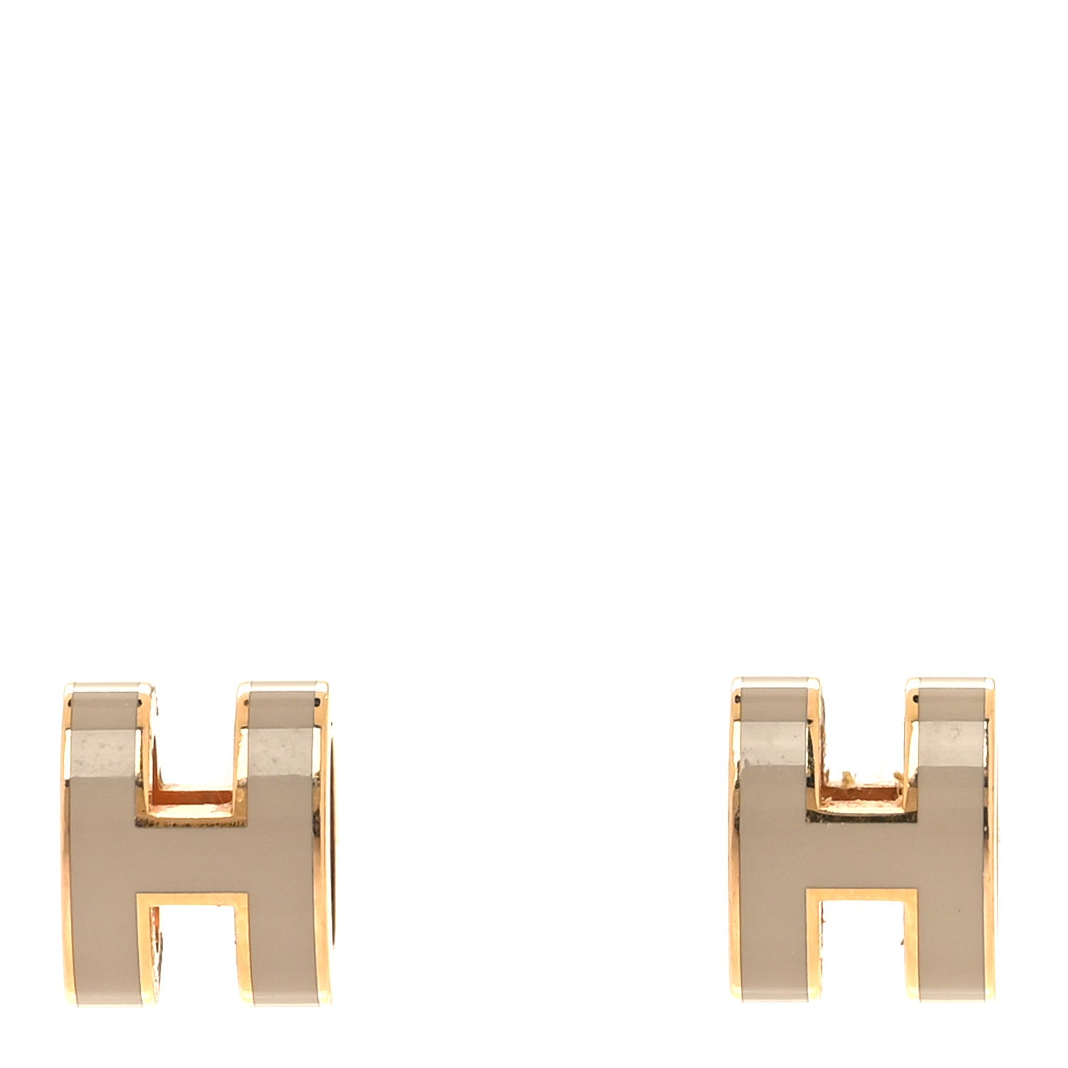 Hermes Gold Lacquered Mini Pop H Earrings Marron Glace 1 of 5