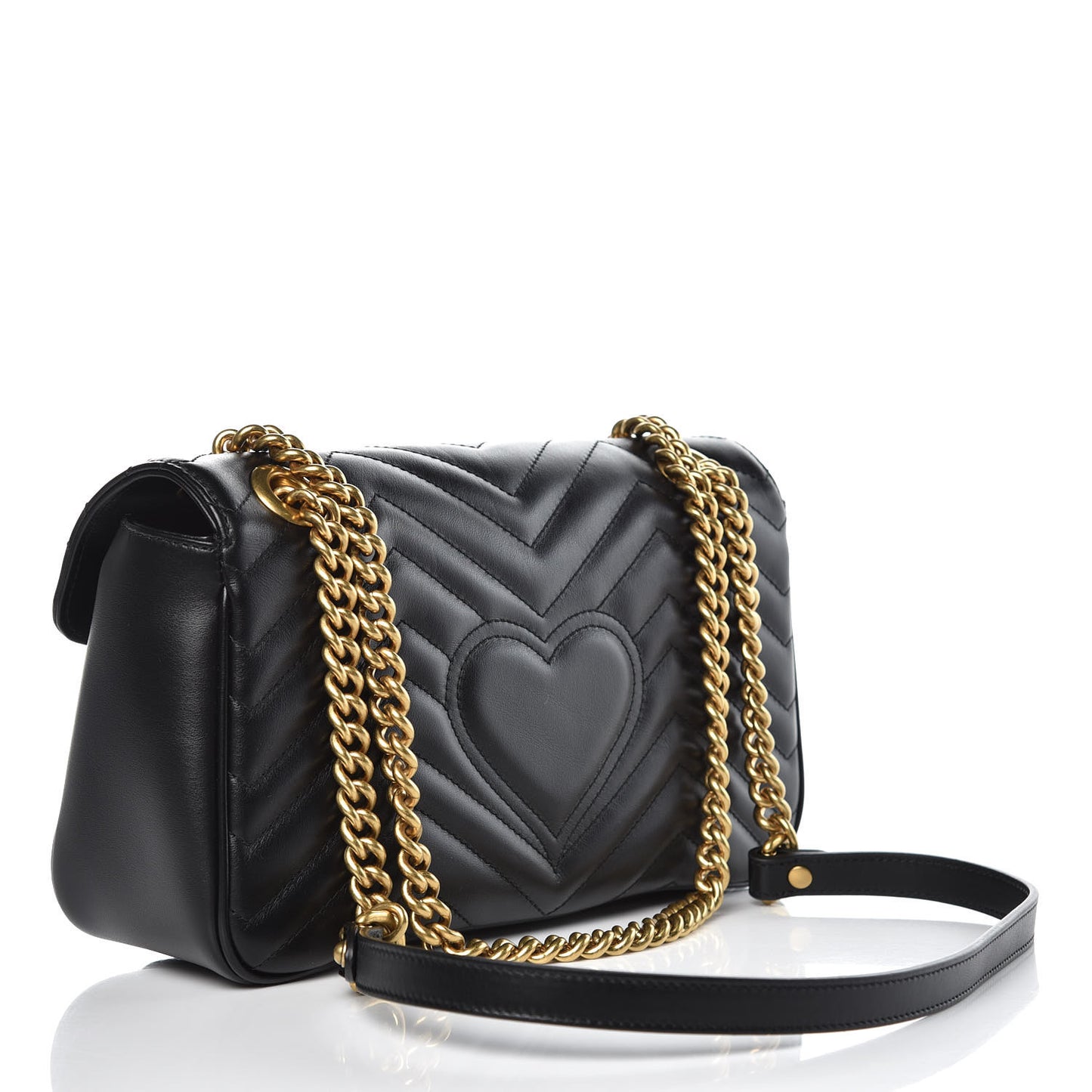 Calfskin Matelasse Small GG Marmont Shoulder Bag Black