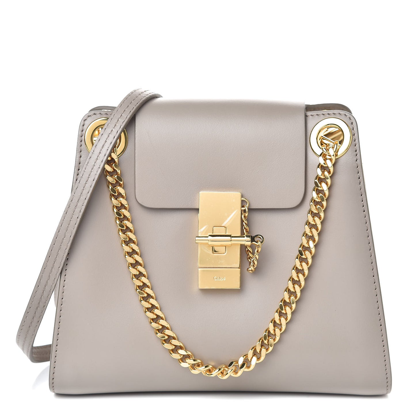 Shiny Calfskin Mini Annie Shoulder Bag Motty Grey