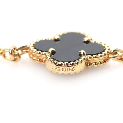 Van Cleef & Arpels 18K Yellow Gold Black Onyx 5 Motifs Vintage Alhambra Bracelet 5 of 5