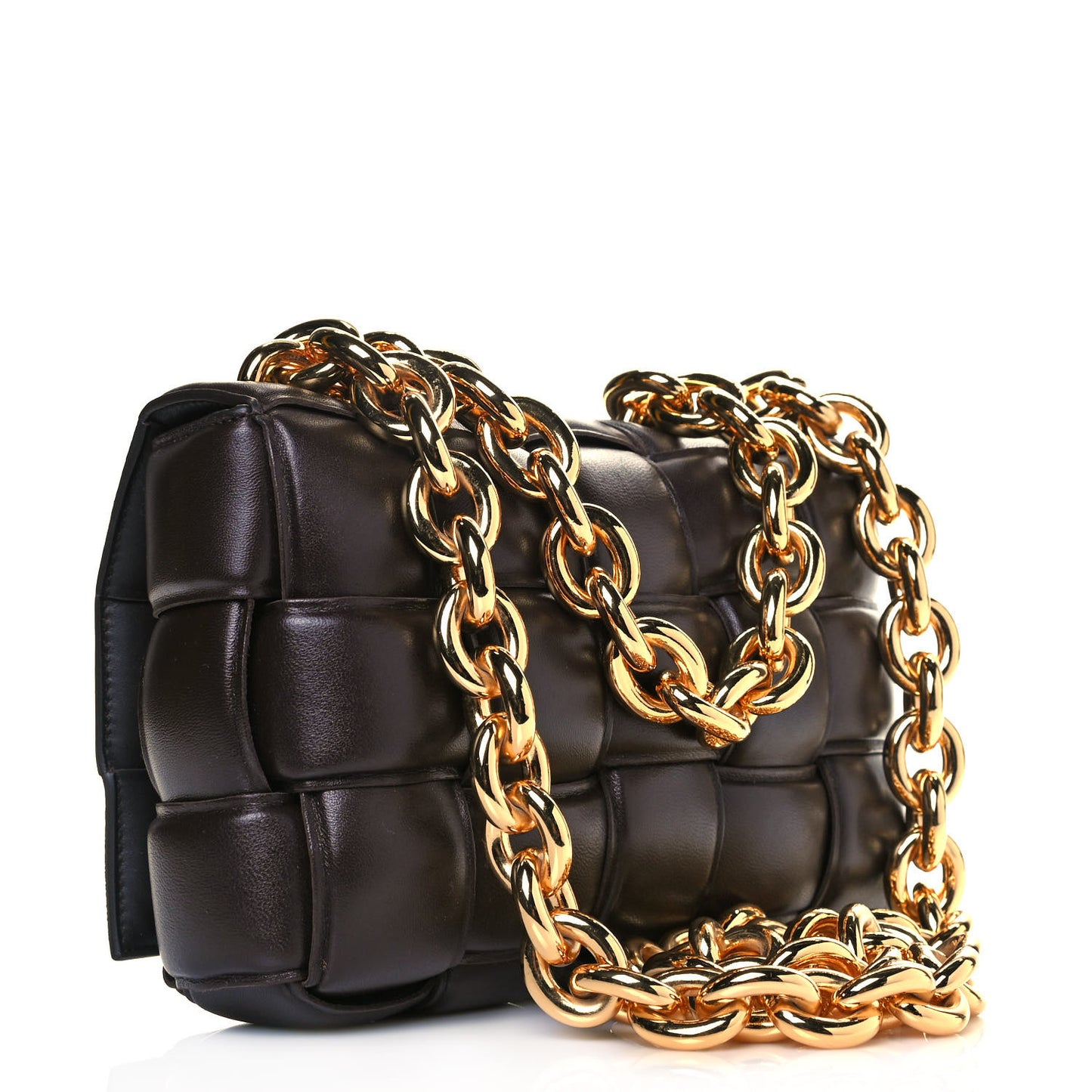 Lambskin Maxi Intreccio Padded Chain Cassette Crossbody Bag Black