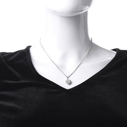 Christian Dior Metal Crystal Logo Heart Pendant Necklace Silver 2 of 4