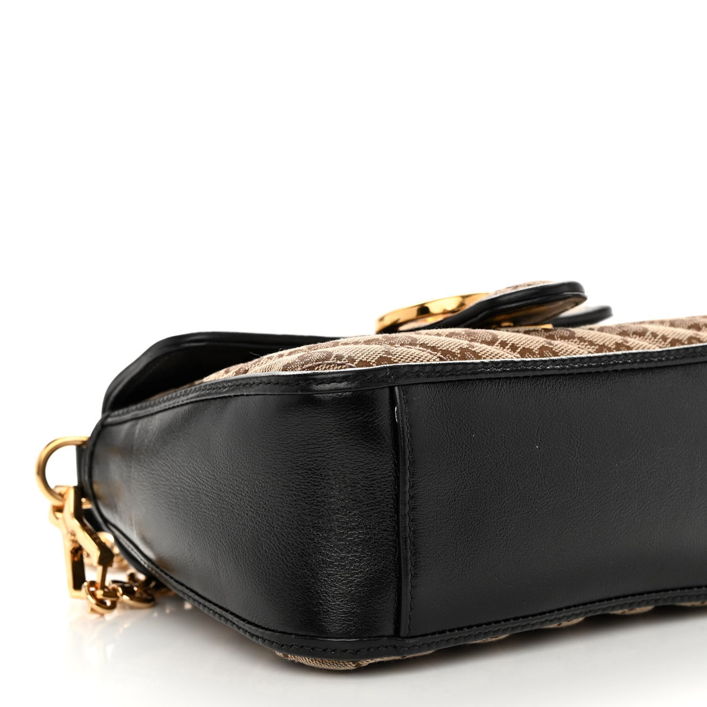 Monogram Azalea Calfskin Matelasse Diagonal Mini GG Marmont Top Handle Shoulder Bag Beige Ebony Black