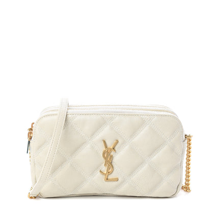 Saint Laurent Grained Lambskin Quilted Mini Becky Double Zip Bag Vintage White 1 of 11