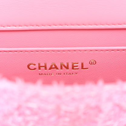 Chanel Tweed Quilted Pearl Twist Mini Square Flap Pink Dark Pink 6 of 11