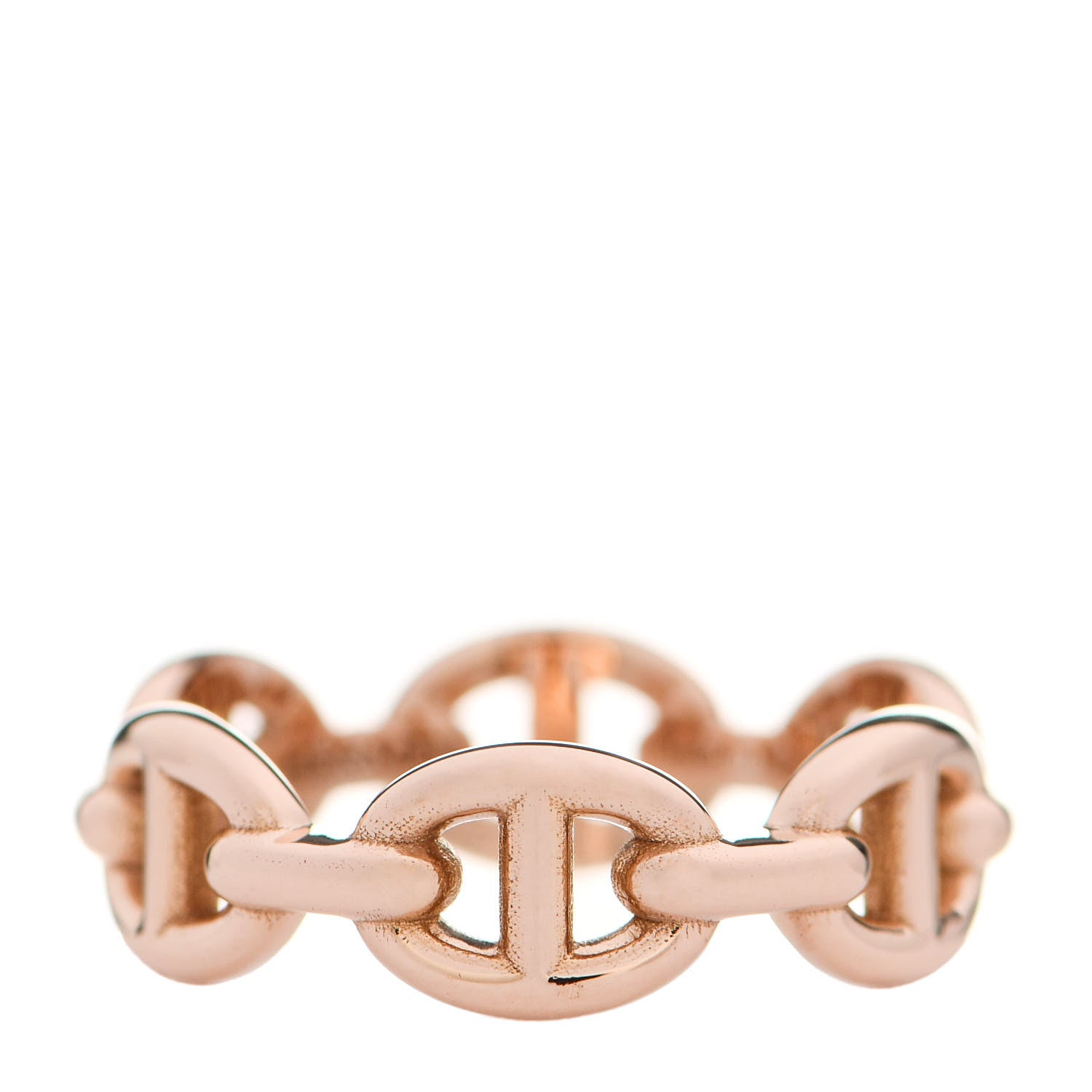 Hermes 18K Rose Gold PM Chaine D'Ancre Enchainee Ring 50 5.25 1 of 8