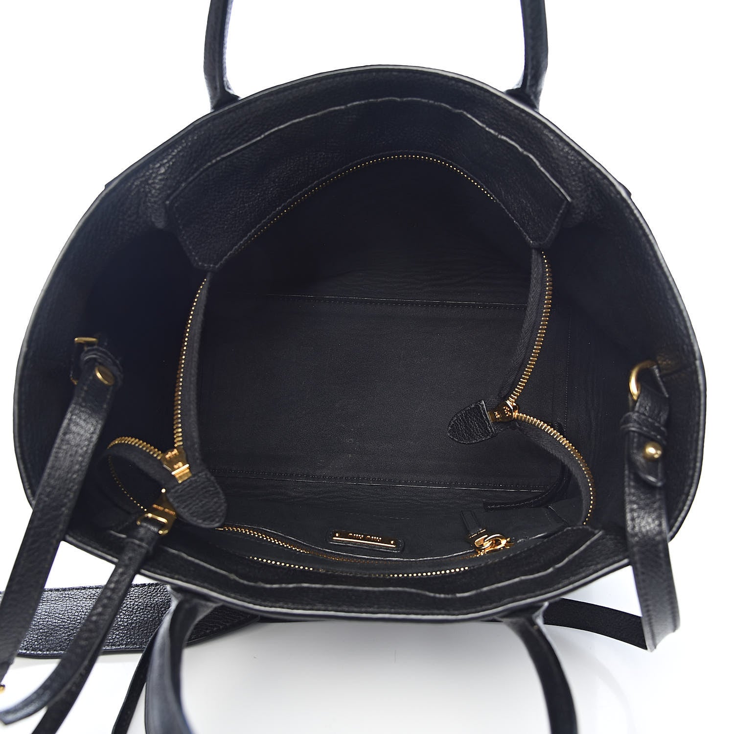 Miu Miu Goatskin Madras Tote Black 5 of 9