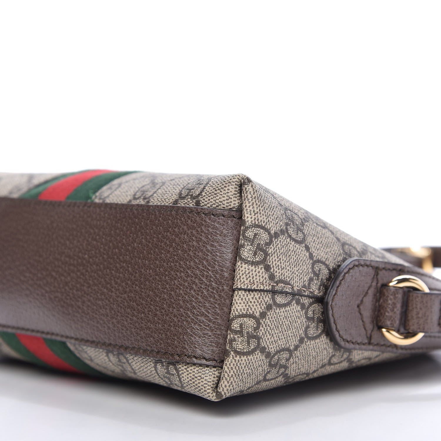 Gucci GG Supreme Monogram Textured Dollar Calfskin Web Small Ophidia Dome Shoulder Bag Beige Ebony New Acero 7 of 10