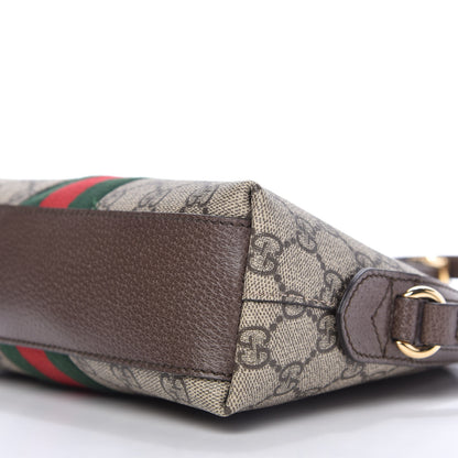 Gucci GG Supreme Monogram Textured Dollar Calfskin Web Small Ophidia Dome Shoulder Bag Beige Ebony New Acero 7 of 10