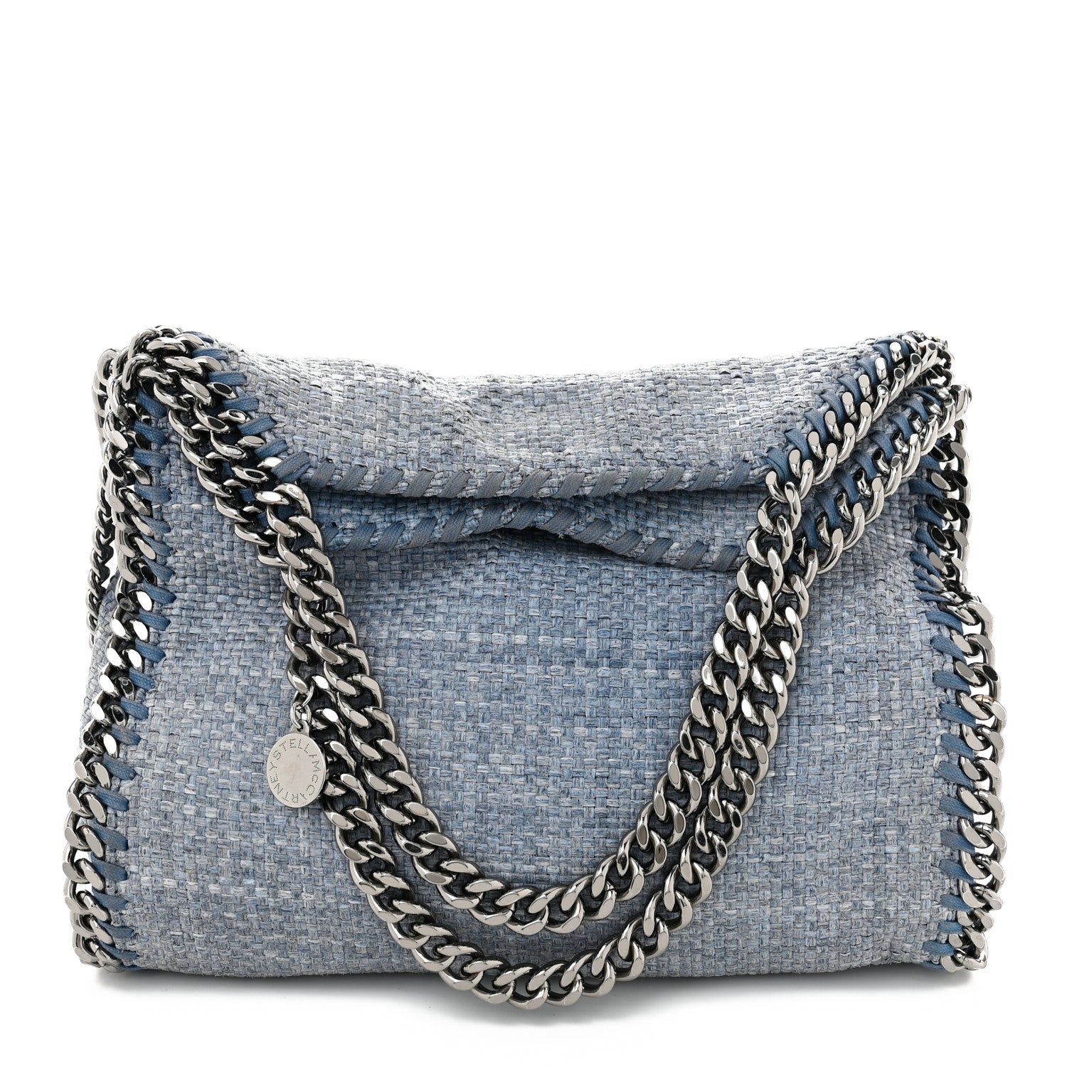 Stella McCartney Raffia Mini Falabella Fold Over Tote Light Blue 1 of 12