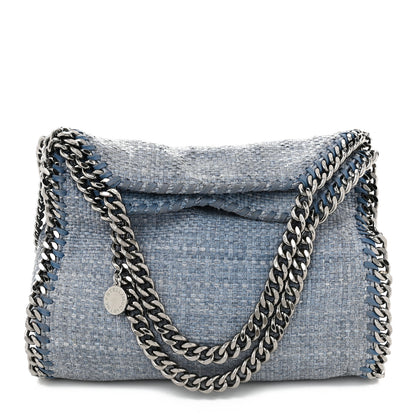 Stella McCartney Raffia Mini Falabella Fold Over Tote Light Blue 1 of 12