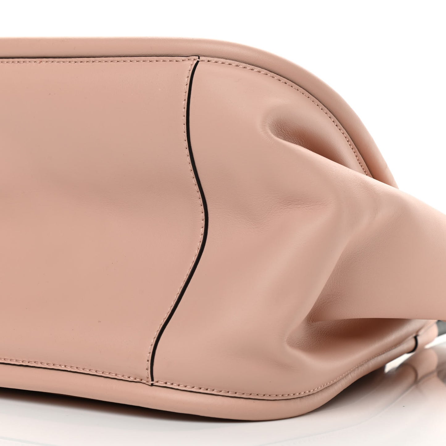 Calfskin Large Ruched Tote Peach