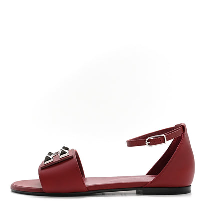 Hermes Calfskin Desiree Sandals 38 Rouge H 1 of 9