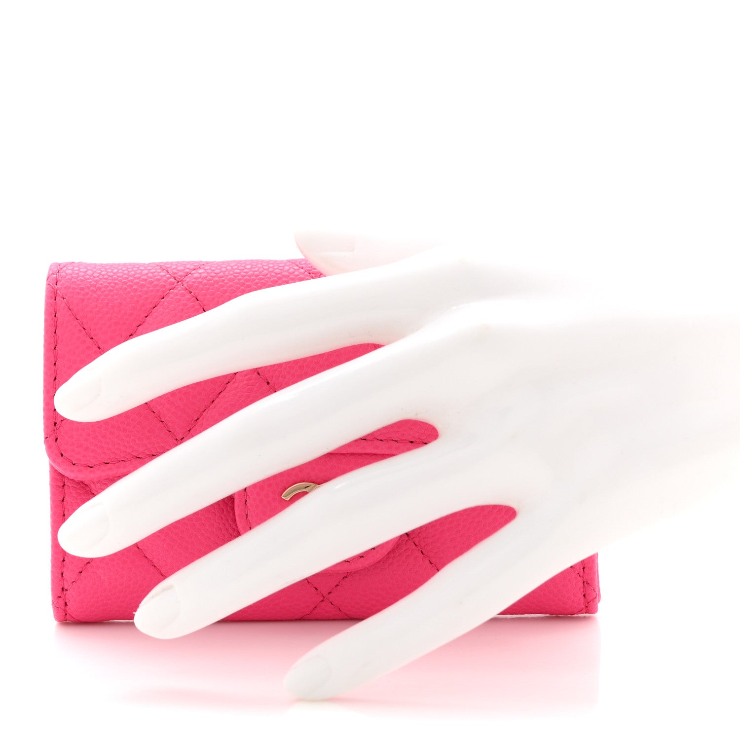 Chanel Caviar Quilted Flap Card Holder Wallet Pink 2 of 8