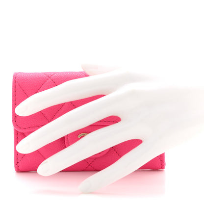 Chanel Caviar Quilted Flap Card Holder Wallet Pink 2 of 8