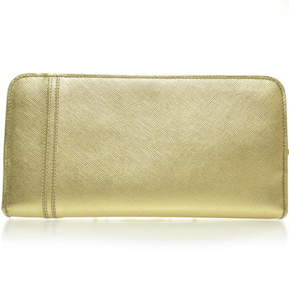 Prada Saffiano Zip Around Bow Wallet Platino 2 of 8