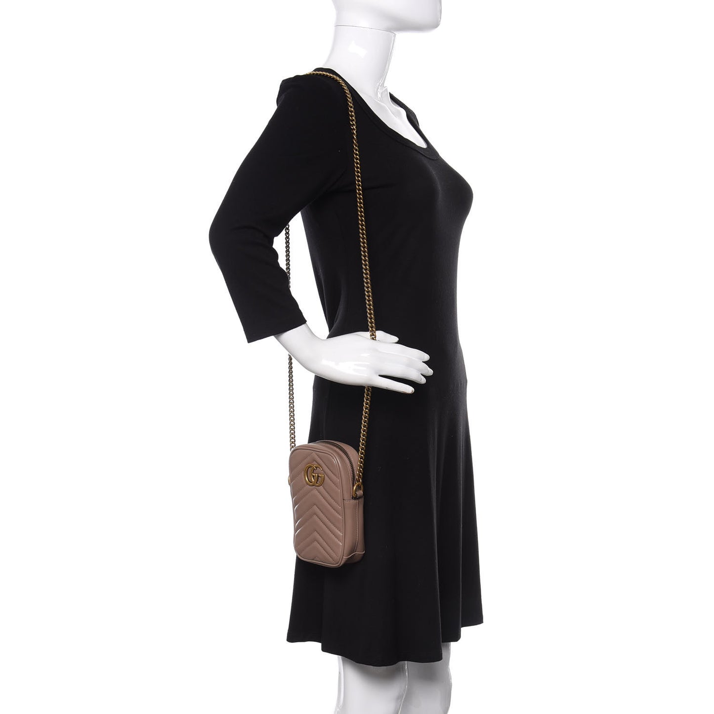 Calfskin Matelasse Mini GG Marmont Crossbody Bag Porcelain Rose