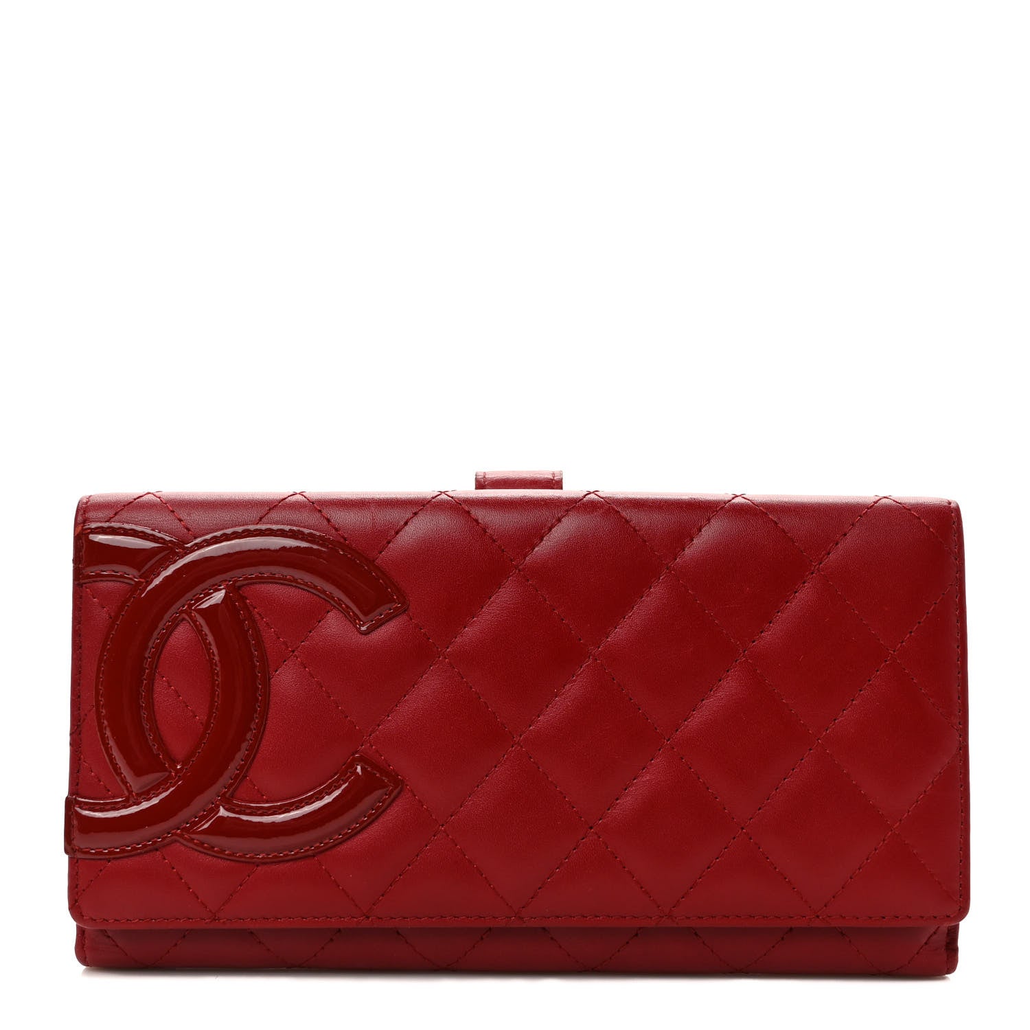 Chanel Calfskin Quilted Cambon Long Double Wallet Red 1 of 6