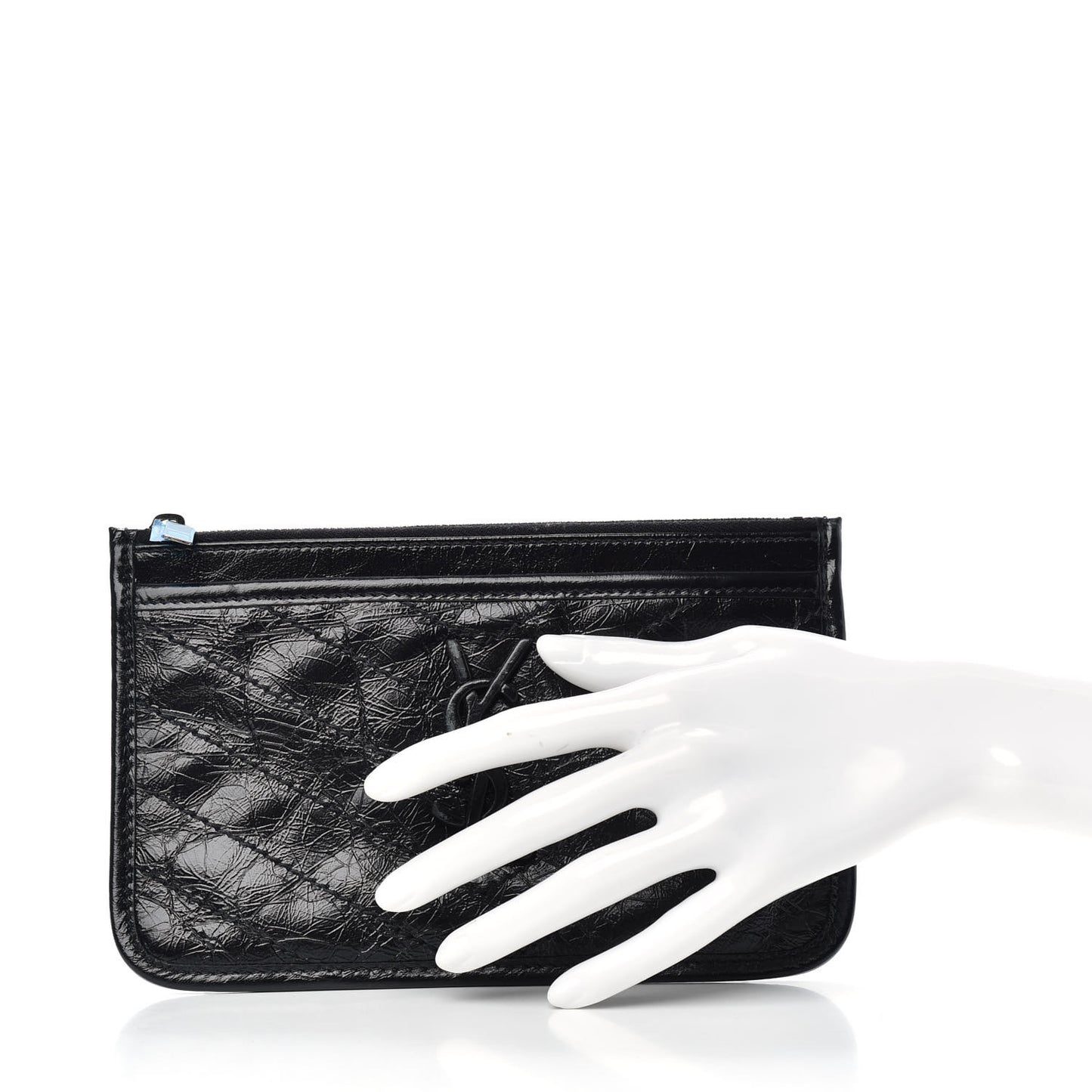 Crinkled Calfskin Matelasse Monogram Niki Bill Pouch Black