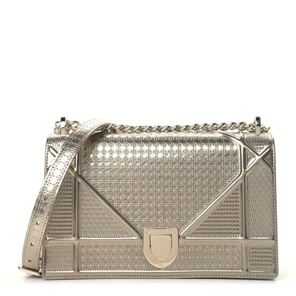 Christian Dior Metallic Patent Micro-Cannage Medium Diorama Flap Bag Gold 1 of 8
