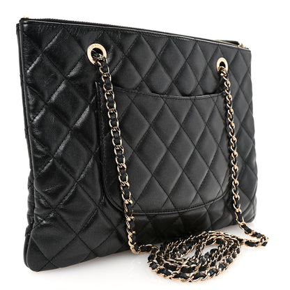 Chanel Shiny Lambskin Quilted Medium Double Case With Strap Black 3 of 10