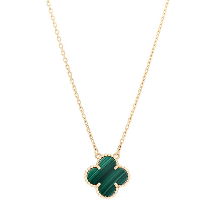 Van Cleef & Arpels 18K Yellow Gold Malachite Vintage Alhambra Pendant Necklace 4 of 6