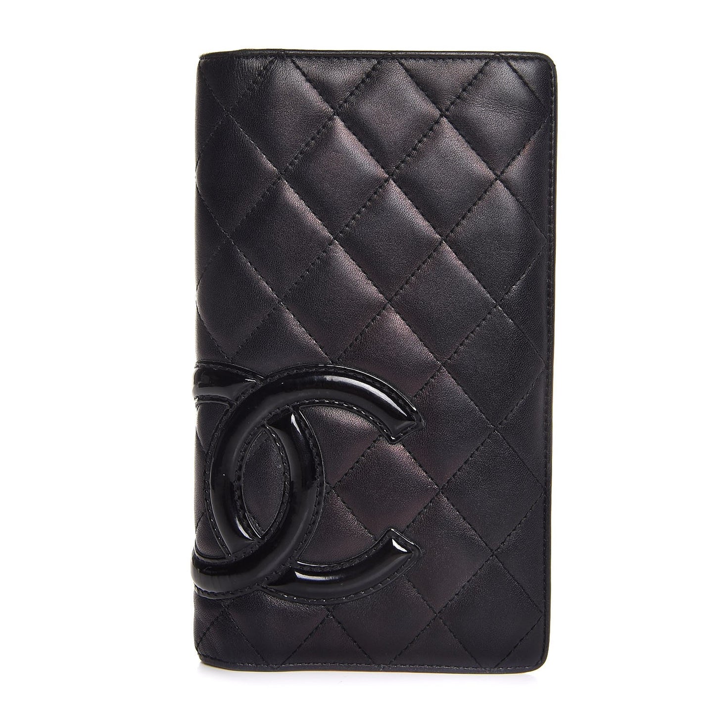 Calfskin Quilted Cambon Yen Wallet Black